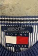 VINTAGE TOMMY HILFIGER KNITTED JUMPER BLUE SWEATER WITH LOGO