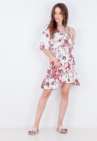 FLORAL WRAP DRESS