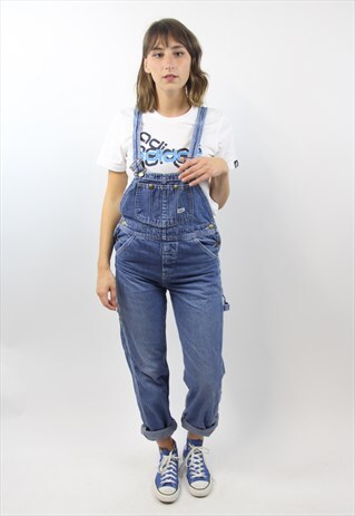 VINTAGE LEE DENIM BLUE 90S DUNGAREES