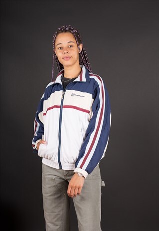 WHITE AND BLUE ZIP UP SERGIO TACCHINI JACKET