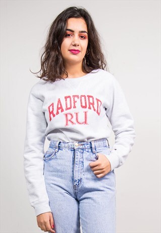 90'S VINTAGE CHAMPION GREY RADFORD UNIVERSITY SWEATSHIRT TOP