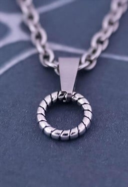 CRW Silver Twisted Circle Charm Necklace 