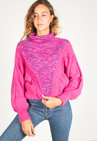 VINTAGE 80S KNIT TURTLE NECK JUMPER / R2878
