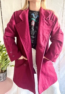 Vintage Pink Thick Double Breasted 80's Button Coat