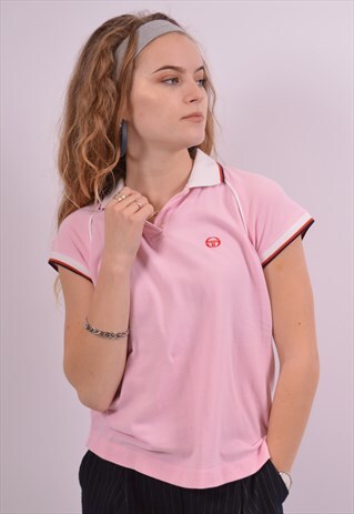 SERGIO TACCHINI WOMENS VINTAGE POLO SHIRT MEDIUM PINK 90S