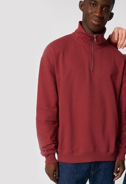 54 Floral 1/4 Zip Pullover - Maroon Red