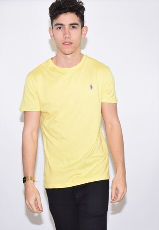 VINTAGE 90S YELLOW RALPH LAUREN CREW NECK T SHIRT