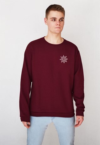 BURGUNDY WHEEL (WHITE) SWEATSHIRT