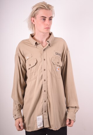 CARHARTT MENS VINTAGE SHIRT XXL BROWN 90S