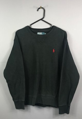 VINTAGE POLO RALPH LAUREN SWEATSHIRT IN BLACK WITH EMBROIDER