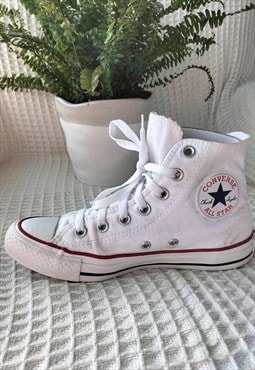 Retro White Hi-Top Canvas All Star Converse  UK7