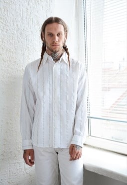 Vintage Y2K White Striped Shirt