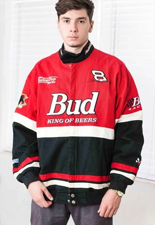 VINTAGE BUDWEISER NASCAR RACING JACKET LOGO 90S XL 45.0