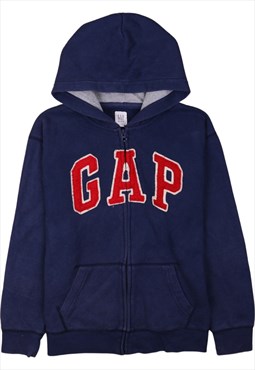 Vintage 90's Gap Hoodie Spellout Full Zip Up Navy