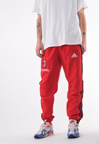 VINTAGE ADIDAS AC MILAN TRACKSUIT JOGGER PANTS RED