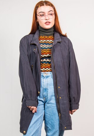 VINTAGE 90'S DARK GREY OVERSIZED PARKA COAT
