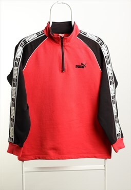 Vintage Puma Sportswear 1/4 zip Logo Sweatshirt Red