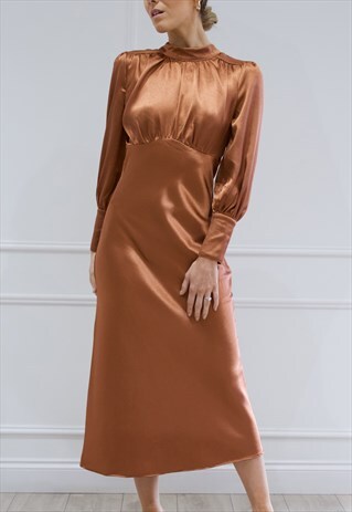 DAKOTA SATIN DRESS - COPPER
