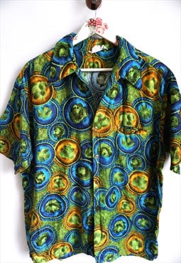 Vintage Crazy Pattern Shirt Hawaii Shirts Oxford Top Hipster
