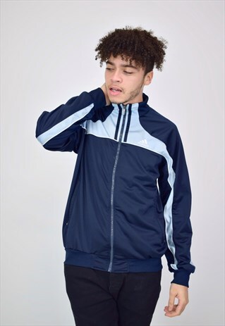 VINTAGE 90'S NAVY & LIGHT BLUE ADIDAS ZIP UP JACKET