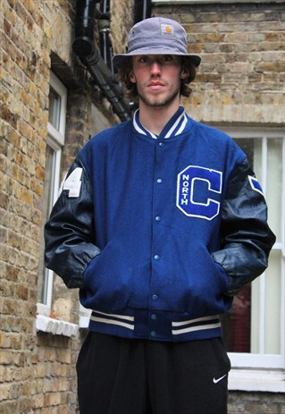 RETRO / 90'S / BLUE VARSITY JACKET