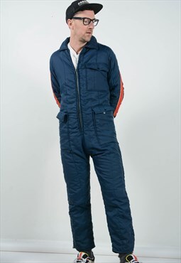 Vintage  90s Ski Suit Retro Ski Wear Blue Unisex Size M