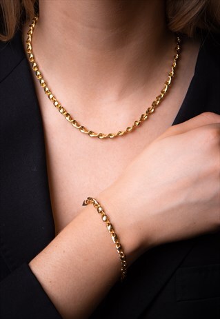 VINTAGE GOLD PLATED MATCHING NECKLACE & BRACELET SET