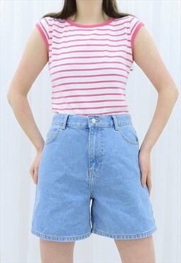 90s Vintage Pink & White Striped Top