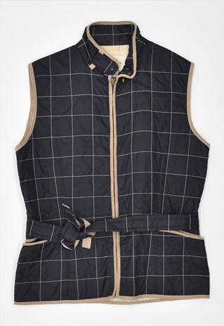 VINTAGE 90'S BEST COMPANY QUILTED GILET CHECK NAVY BLUE