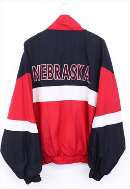Vintage Logo 7 Nebraska Windbreaker Jacket Red Black 90s