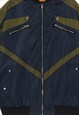 GORPCORE VARSITY JACKET GRUNGE PUNK BOMBER IN BLUE GREEN