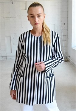Vintage Jacket With Black And White Stripes 90s