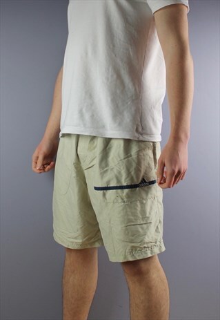 VINTAGE ADIDAS SHORTS IN STONE WITH POCKETS, EMBROIDERED LOG