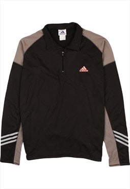 Vintage 90's Adidas Sweatshirt Quater Zip Black XLarge