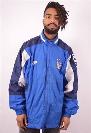 NIKE MENS VINTAGE ITALIA JACKET XXL BLUE 90S