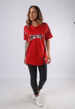 VINTAGE DRAGONS T-SHIRT SPORTS JERSEY TOP 10 SMALL (9GBO)