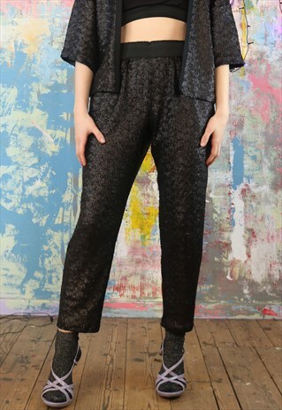 TROUSERS IN ALL OVER MATT BLACK SEQUIN