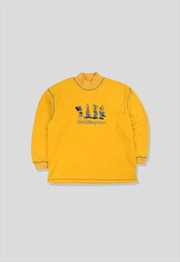 Vintage 1990s Disney Mock-Neck Embroidered Fleece in Yellow