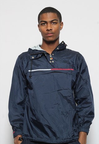 VINTAGE TOMMY HILFIGER 1/4 ZIP WINDBREAKER JACKET BLUE