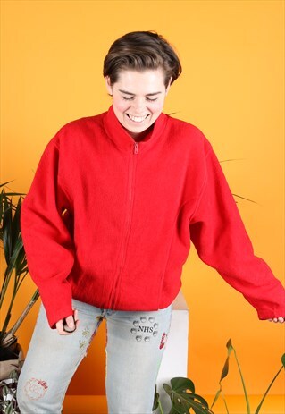 VINTAGE FLEECE IN RED WITH ZIP
