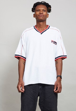 VINTAGE FILA VELOUR 80'S V-NECK T-SHIRT