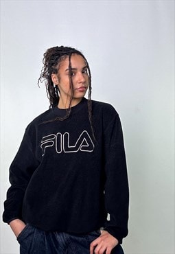 Black 90s FILA Spellout Sweatshirt