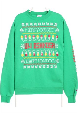VINTAGE 90'S CHAMPION SWEATSHIRT CHRISTMAS CREWNECK GREEN ME