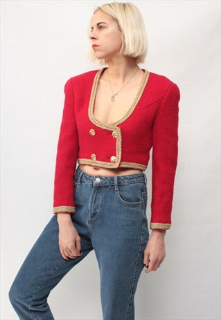 VINTAGE 90' AMAZING BEAUTIFUL ELEGANT RED SHORT JACKET