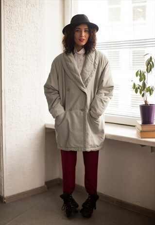 VINTAGE 80'S GREYISH DOUBLE BREASTED PUFF COAT