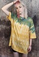 Tie-dye print tee Mandala t-shirt rainbow top yellow green