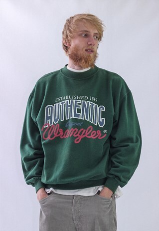 VINTAGE MENS WRANGLER BIG LOGO CREW NECK SWEATSHIRT