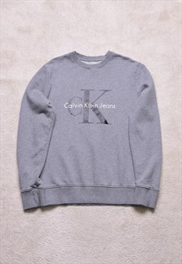 Vintage Calvin Klein Grey Big Logo Sweater