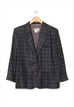 Vintage GUCCI Blazer Jacket Coat Checked 80s Grey