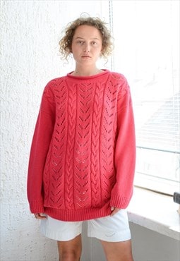 Vintage 80's Red/Pink Cotton Jumper